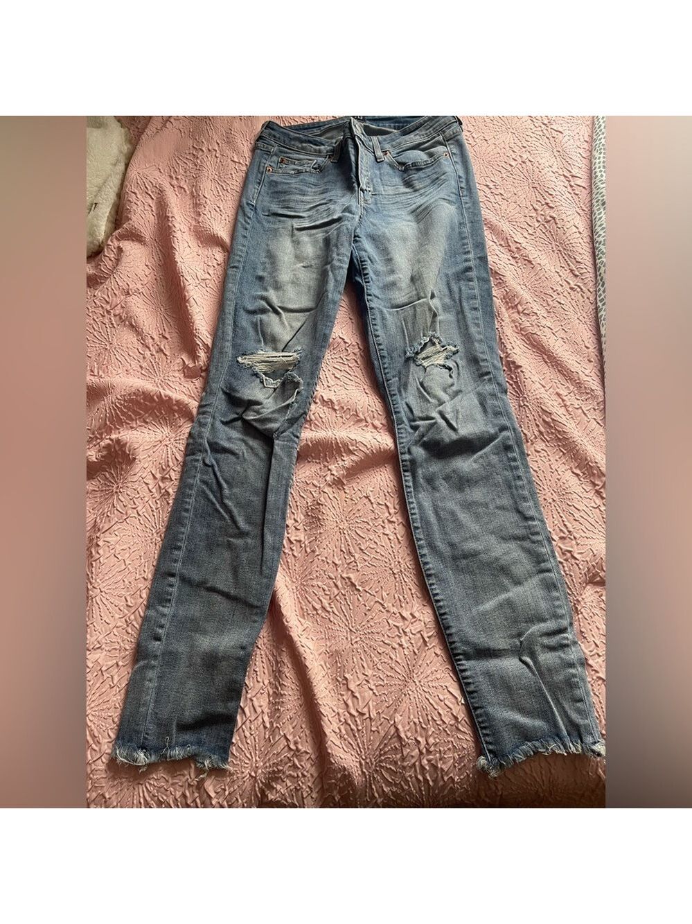 Women's Distressed Skinny Blue Jeans